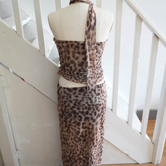 ZARA Viral Leopard Mesh Ruched 2-Piece Set • Size M - Picture 2 of 5